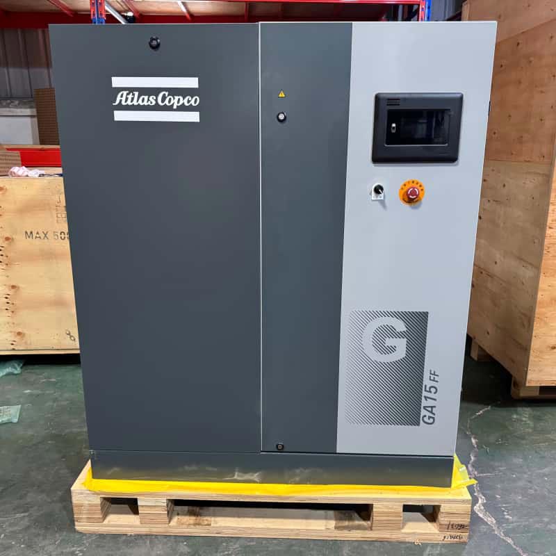 Atlas Copco GA15 FF 15 кВт Ротаційний гвинтовий повітряний компресор із впорскуванням масла, вбудований осушувач 7,5 13 бар