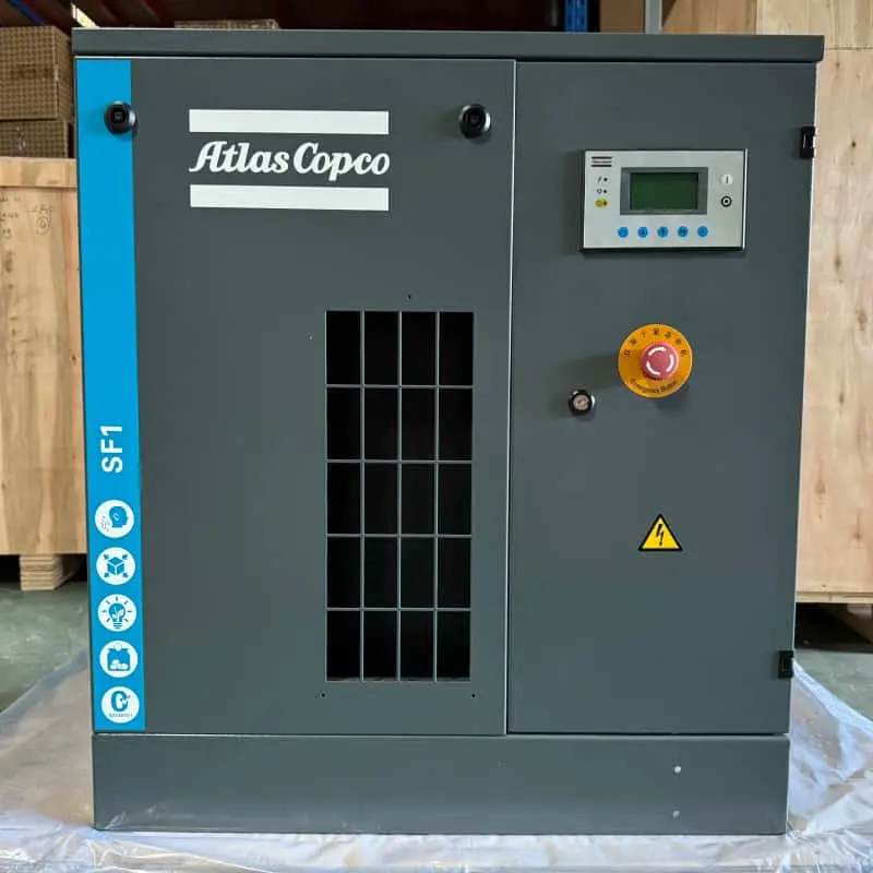 Безмасляний спіральний повітряний компресор Atlas Copco SF1, 15 кВт, 2 HP, клас 0, сертифікований оригінальний